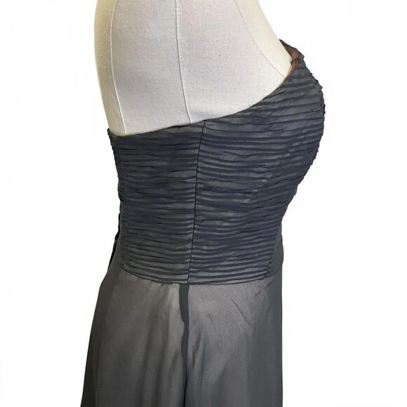 Vintage Jim Hjelm Occasions Women's 10 Grey Strapless Maxi Dress Gown Back Zip - Picture 5 of 15